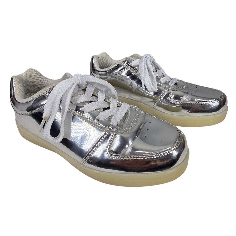 WOMEN’S SILVER LED LIGHT‑UP SNEAKERS – SIZE 7 – TRANSLUCENT SOLE – RAVE READY